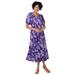 Plus Size Women's Short-Sleeve Button-Front Dress by Woman Within in Radiant Purple Tossed Bouquet (Size 28 W)