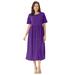 Plus Size Women's Button-Front Essential Dress by Woman Within in Radiant Purple Polka Dot (Size 1X)