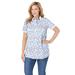 Plus Size Women's Perfect Printed Short-Sleeve Polo Shirt by Woman Within in White Lovely Ditsy (Size 3X)