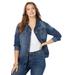 Plus Size Women's Boyfriend Denim Jacket by Roaman's in Medium Wash (Size 26 W)