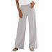 Plus Size Women's Wide-Leg Soft Knit Pant by Roaman's in Medium Heather Grey (Size 3X) Pull On Elastic Waist