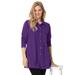 Plus Size Women's Pintucked Button-Front Tunic by Woman Within in Radiant Purple (Size 30/32)