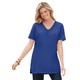 Plus Size Women's Perfect Short-Sleeve Shirred V-Neck Tunic by Woman Within in Ultra Blue (Size S)