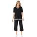 Plus Size Women's Striped Inset & Capri Set by Woman Within in Black Mini Stripe (Size 26/28) Pants