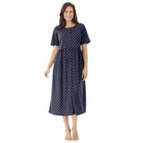 Plus Size Women's Button-Front Essential Dress by Woman Within in Navy Polka Dot (Size 1X)