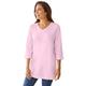 Plus Size Women's Perfect Three-Quarter Sleeve V-Neck Tunic by Woman Within in Pink (Size 5X)