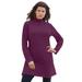 Plus Size Women's Mockneck Ultimate Tunic by Roaman's in Dark Berry (Size 4X) 100% Cotton Mock Turtleneck