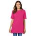 Plus Size Women's Perfect Short-Sleeve Boatneck Tunic by Woman Within in Raspberry Sorbet (Size 6X)