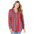 Plus Size Women's Pintucked Flannel Shirt by Woman Within in Red Fun Plaid (Size 1X)