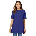 Plus Size Women's Perfect Short-Sleeve Boatneck Tunic by Woman Within in Ultra Blue (Size 5X)