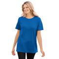 Plus Size Women's Thermal Short-Sleeve Satin-Trim Tee by Woman Within in Bright Cobalt (Size 2X) Shirt