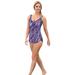 Plus Size Women's Sarong Swimsuit by Swim 365 in Dream Blue Abstract (Size 24)