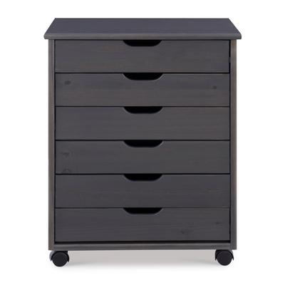 Croghan Six Drawer Wide Rolling Storage Cart by Linon Home Décor in Grey