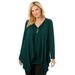 Plus Size Women's Layered look long top with sequined inset by Woman Within in Emerald Green (Size 1X) Shirt