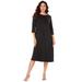 Plus Size Women's Ultrasmooth® Fabric Embellished Swing Dress by Roaman's in Black (Size 14/16)