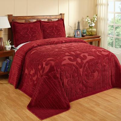 Ashton Collection Tufted Chenille Bedspread by Better Trends in Burgundy (Size TWIN)