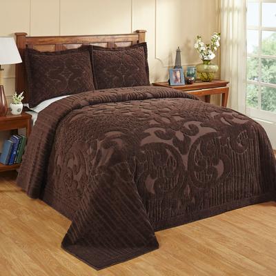 Ashton Collection Tufted Chenille Bedspread by Better Trends in Chocolate (Size QUEEN)