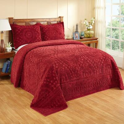 Rio Collection Chenille Bedspread by Better Trends in Burgundy (Size FULL/DOUBLE)