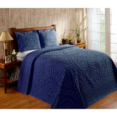 Rio Collection Chenille Bedspread by Better Trends in Navy (Size QUEEN)