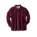 Men's Big & Tall Long-Sleeve Velour Polo by KingSize in Deep Burgundy (Size 5XL)