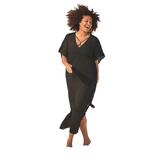 Plus Size Women's V-Neck Swim Caftan by Swim 365 in Black (Size 18/20) Swimsuit Cover Up