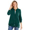 Plus Size Women's Perfect Long-Sleeve Cardigan by Woman Within in Emerald Green (Size 3X) Sweater