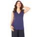 Plus Size Women's Ultrasmooth® Fabric V-Neck Tank by Roaman's in Navy (Size 18/20) Top Stretch Jersey Sleeveless Tee