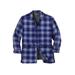 Men's Big & Tall Flannel Full Zip Snap Closure Renegade Shirt Jacket by Boulder Creek in Navy Plaid (Size 7XL)
