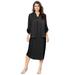 Plus Size Women's Three-Quarter Sleeve Jacket Dress Set with Button Front by Roaman's in Black (Size 16 W)