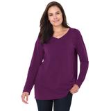 Plus Size Women's Perfect Long-Sleeve V-Neck Tee by Woman Within in Plum Purple (Size 6X) Shirt