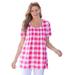 Plus Size Women's A-Line Knit Tunic by Woman Within in Raspberry Sorbet Buffalo Plaid (Size 3X)