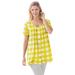 Plus Size Women's A-Line Knit Tunic by Woman Within in Primrose Yellow Buffalo Plaid (Size L)