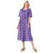 Plus Size Women's Button-Front Essential Dress by Woman Within in Radiant Purple Pretty Blossom (Size 3X)