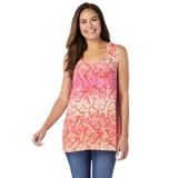 Plus Size Women's High-Low Tank by Woman Within in Raspberry Sorbet Ombre Butterfly (Size 1X) Top