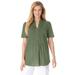 Plus Size Women's Pintucked Half-Button Tunic by Woman Within in Olive Green (Size 3X)