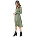 Plus Size Women's Side-Smock Dress by ellos in Light Olive Black Dot (Size 28)