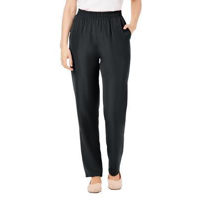 Plus Size Women's Hassle Free Woven Pant by Woman Within in Black (Size 22 T)