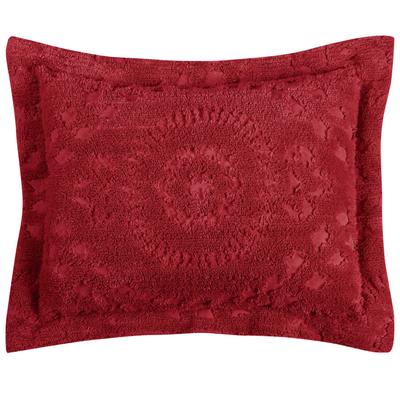 Rio Collection Tufted Chenille Sham by Better Trends in Burgundy (Size KING)