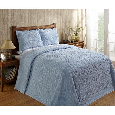 Rio Collection Chenille Bedspread by Better Trends in Blue (Size TWIN)