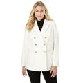 Plus Size Women's Double Breasted Wool Blazer by Jessica London in Ivory (Size 22 W) Jacket