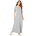Plus Size Women's Button Front Maxi Dress by Roaman's in Medium Heather Grey (Size 30/32)