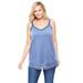 Plus Size Women's Lace-Trim V-Neck Tank by Woman Within in French Blue (Size 22/24) Top