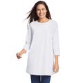 Plus Size Women's Perfect Three-Quarter Sleeve Crewneck Tunic by Woman Within in White (Size 14/16)