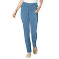 Plus Size Women's Secret Solutions™ Tummy Smoothing Straight Leg Jean by Woman Within in Light Wash Sanded (Size 36 T)