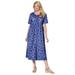 Plus Size Women's Button-Front Essential Dress by Woman Within in Navy Pretty Blossom (Size 5X)