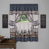 Wide Width Chateau Cottage Window Curtain Set by Achim Home Décor in Navy (Size 57" W 36" L)