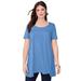 Plus Size Women's Scoopneck Swing Ultimate Tunic by Roaman's in Horizon Blue (Size 42/44) Long Shirt