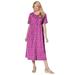 Plus Size Women's Button-Front Essential Dress by Woman Within in Raspberry Pretty Blossom (Size 6X)