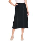 Plus Size Women's Flex-Fit Pull-On Denim Skirt by Woman Within in Black (Size 32 W)