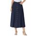 Plus Size Women's Perfect Cotton Button Front Skirt by Woman Within in Indigo (Size 38 WP)